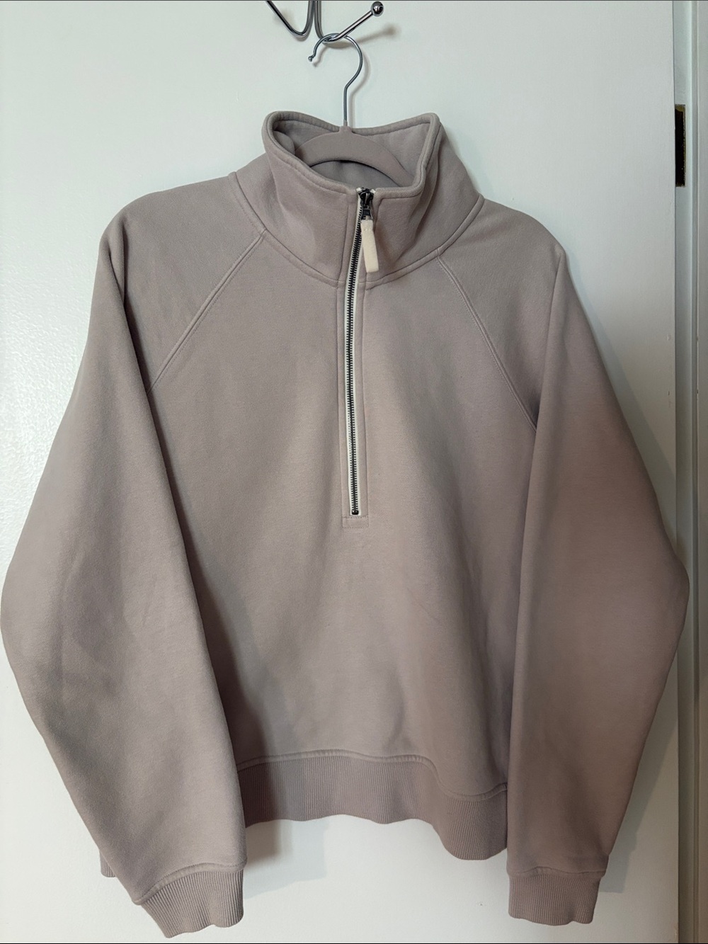 Vuori Quarter-Zip Pullover Sweater in Taupe